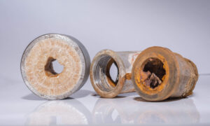 A picture of water line damage caused by corrosion