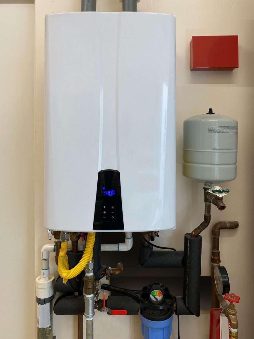 New tankless water heater installed at a home.