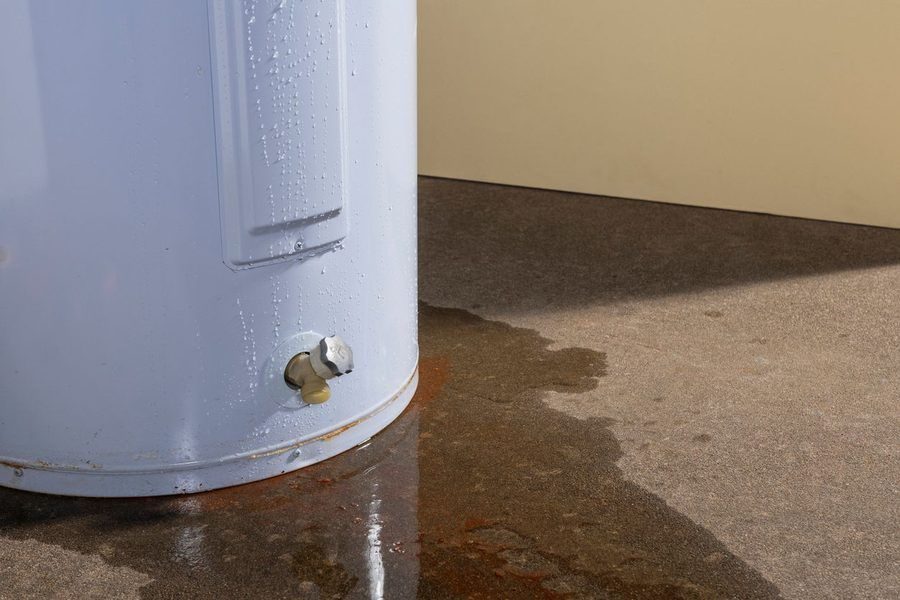 Leaking water heater.
